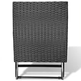 Folding Stool Poly Rattan Black - Side View