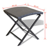 Folding Stool Poly Rattan Black - 45-Degree Angle