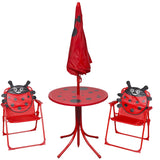 3 Piece Kids' Garden Bistro Set with Parasol Red - Front View