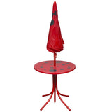 3 Piece Kids' Garden Bistro Set with Parasol Red - Side View