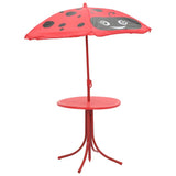 3 Piece Kids' Garden Bistro Set with Parasol Red