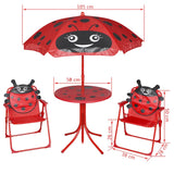 3 Piece Kids' Garden Bistro Set with Parasol Red - Rear View