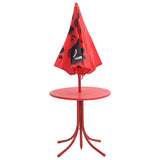 3 Piece Kids' Garden Bistro Set with Parasol Red - Close-Up Angle