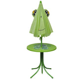 3 Piece Kids' Garden Bistro Set with Parasol Green - Side View