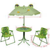 3 Piece Kids' Garden Bistro Set with Parasol Green - Rear View