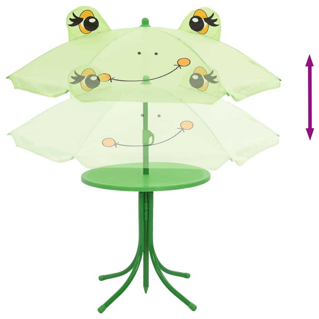 3 Piece Kids' Garden Bistro Set with Parasol Green