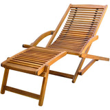 Deck Chair with Footrest Solid Acacia Wood - Front View