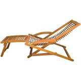 Deck Chair with Footrest Solid Acacia Wood - 45-Degree Angle