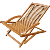 Deck Chair with Footrest Solid Acacia Wood - Rear View