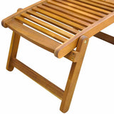 Deck Chair with Footrest Solid Acacia Wood - Close-Up Angle