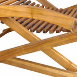 Deck Chair with Footrest Solid Acacia Wood - Low Angle