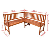 Garden Corner Bench 150 cm Solid Acacia Wood - Top-Down View