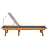 Sun Lounger Solid Acacia Wood and Textilene - Side View