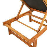 Sun Lounger Solid Acacia Wood and Textilene - 45-Degree Angle