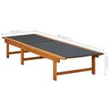 Sun Lounger Solid Acacia Wood and Textilene - Rear View