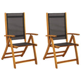 Folding Garden Chairs 2 pcs Solid Acacia Wood and Textilene