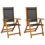 Folding Chairs 2 pcs Solid Acacia Wood and Textilene