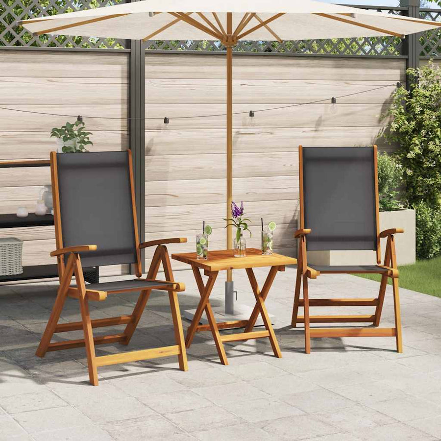 Folding Chairs 2 pcs Solid Acacia Wood and Textilene