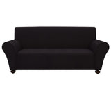 Stretch Couch Slipcover Black Polyester Jersey - Front View