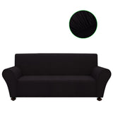 Stretch Couch Slipcover Black Polyester Jersey - Side View