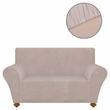 Stretch Couch Slipcover Beige Polyester Jersey - Side View