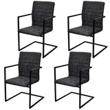 Cantilever Dining Chairs 4 pcs Black Faux Leather