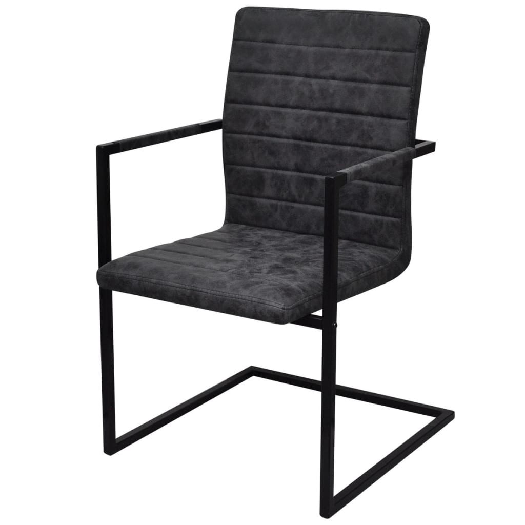 Cantilever Dining Chairs 4 pcs Black Faux Leather