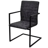 Cantilever Dining Chairs 4 pcs Black Faux Leather