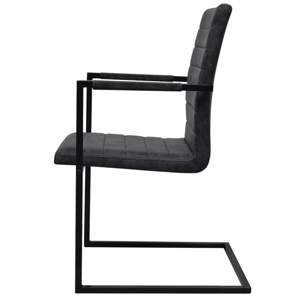Cantilever Dining Chairs 4 pcs Black Faux Leather