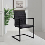 Cantilever Dining Chairs 4 pcs Black Faux Leather - Close-Up Angle