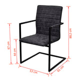 Cantilever Dining Chairs 4 pcs Black Faux Leather - Low Angle