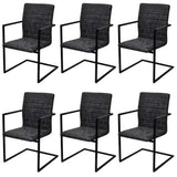 Cantilever Dining Chairs 6 pcs Black Faux Leather