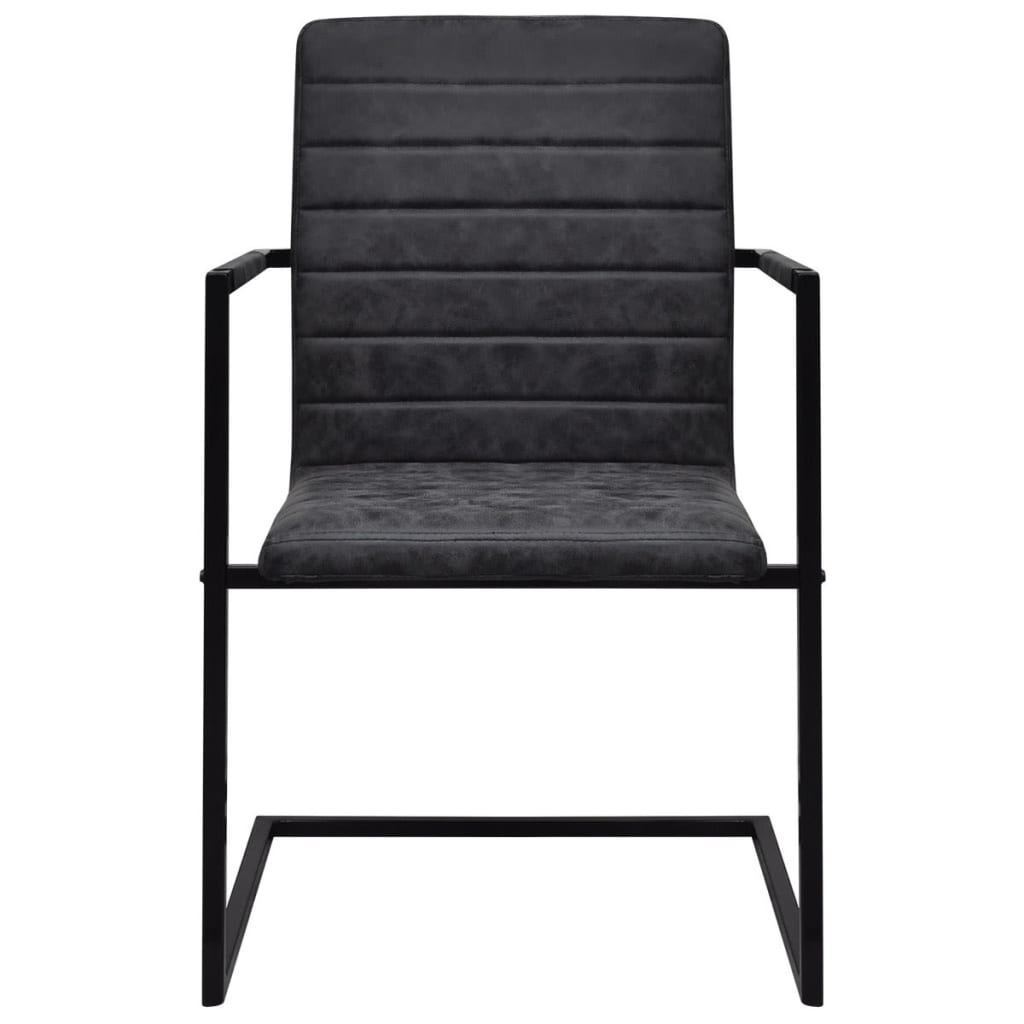 Cantilever Dining Chairs 6 pcs Black Faux Leather