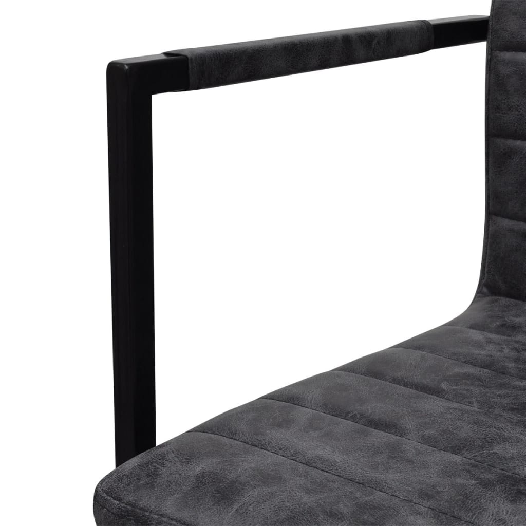 Cantilever Dining Chairs 6 pcs Black Faux Leather