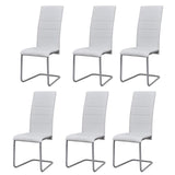 Cantilever Dining Chairs 6 pcs White Faux Leather