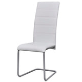 Cantilever Dining Chairs 6 pcs White Faux Leather - Front View