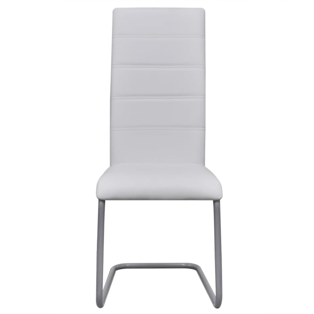 Cantilever Dining Chairs 6 pcs White Faux Leather
