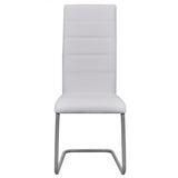 Cantilever Dining Chairs 6 pcs White Faux Leather - Side View