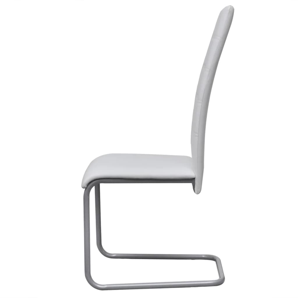 Cantilever Dining Chairs 6 pcs White Faux Leather
