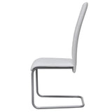Cantilever Dining Chairs 6 pcs White Faux Leather