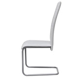 Cantilever Dining Chairs 6 pcs White Faux Leather - Top-Down View