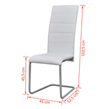 Cantilever Dining Chairs 6 pcs White Faux Leather - Low Angle