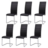 Cantilever Dining Chairs 6 pcs Black Faux Leather