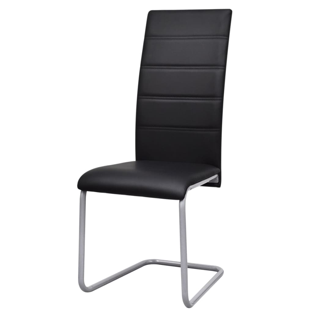 Cantilever Dining Chairs 6 pcs Black Faux Leather