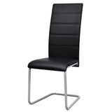 Cantilever Dining Chairs 6 pcs Black Faux Leather - Front View