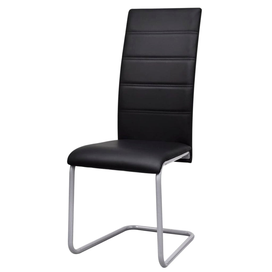 Cantilever Dining Chairs 6 pcs Black Faux Leather
