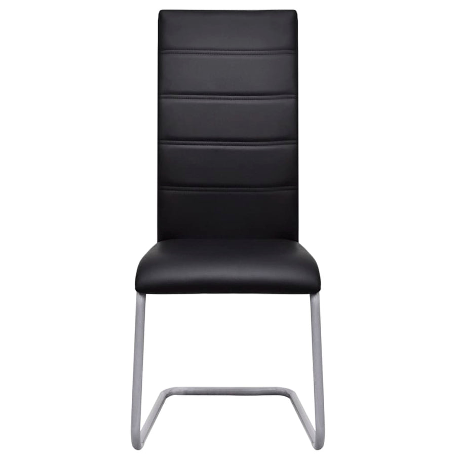 Cantilever Dining Chairs 6 pcs Black Faux Leather