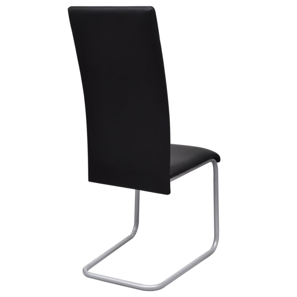 Cantilever Dining Chairs 6 pcs Black Faux Leather