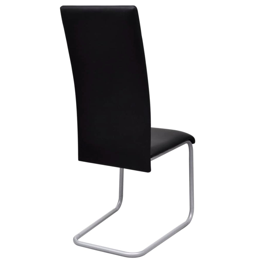 Cantilever Dining Chairs 6 pcs Black Faux Leather