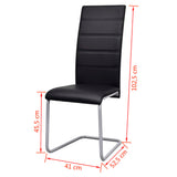 Cantilever Dining Chairs 6 pcs Black Faux Leather